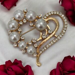 Elegant Gold and Silver Pearl Brooch